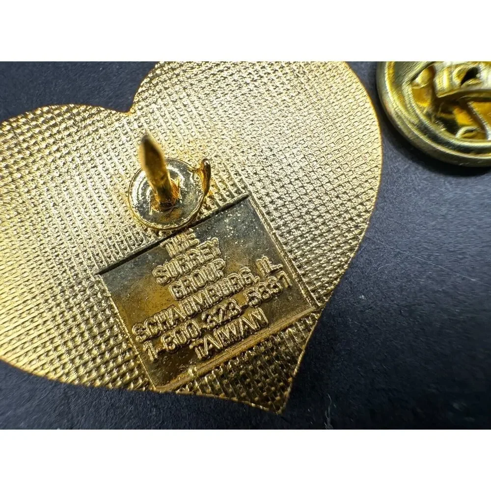 Denver Duz Serve The Needy Red Heart Gold Tone Enamel Lapel Pin Gold Tone